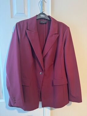 Lane Bryant Women's Burgundy Single-Button Blazer